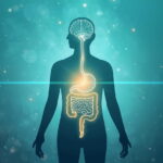 Illustration showing how stress affects gut health and the gut-brain connection.