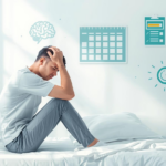 Exhausted adult sitting on the edge of a bed surrounded by an overwhelming to‑do list, representing chronic fatigue syndrome symptoms and constant tiredness.