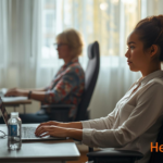 Person working from comfortable home office with ME/CFS workplace accommodations — Healthtokk guide to ME/CFS and work